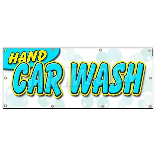Signmission HAND CAR WASH BANNER SIGN detail wax car wash clean auto service B-96 Hand Car Wash - main